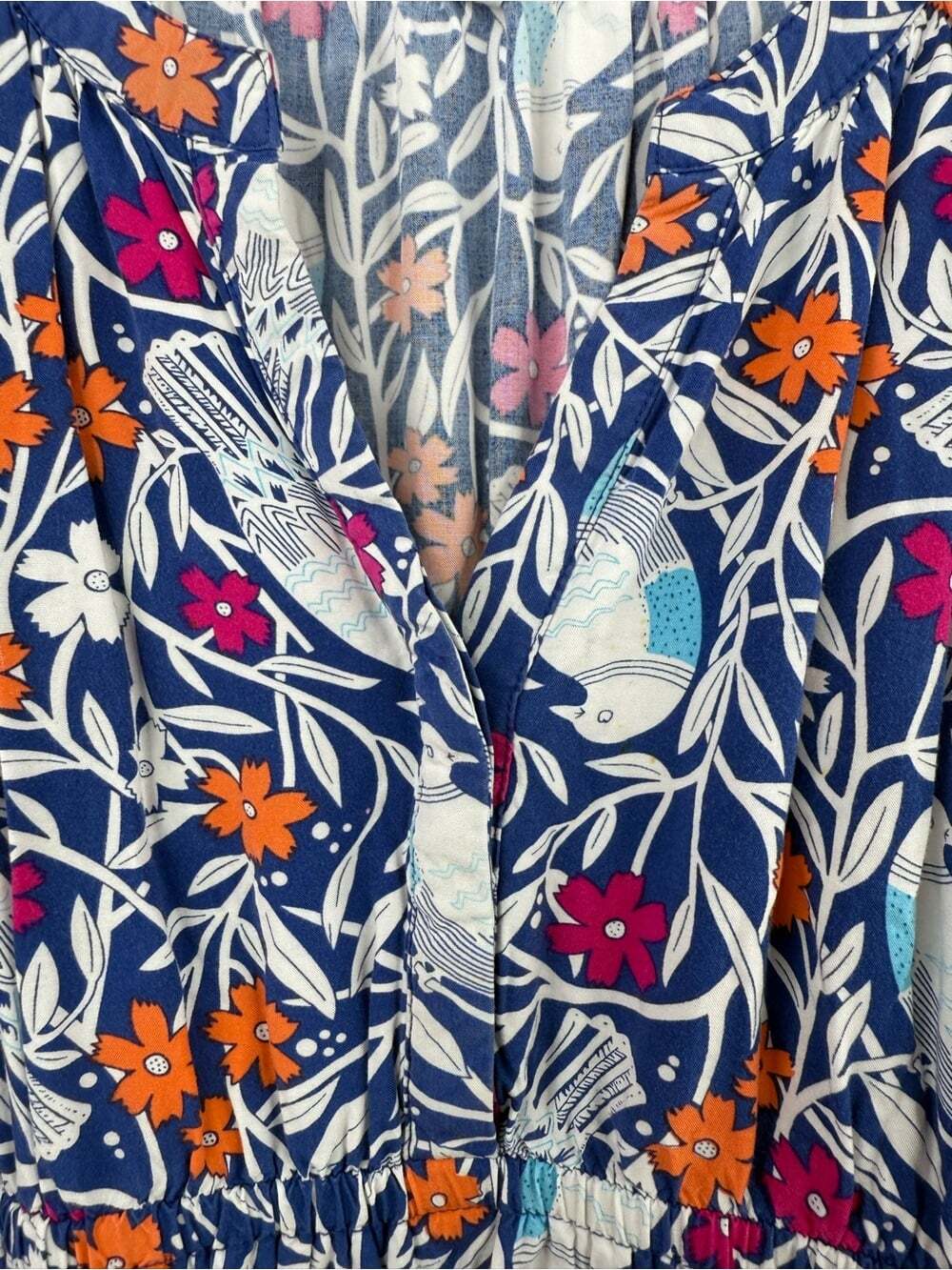 Old Navy Blue Floral Maxi Dress with Orange & Pink Accents - Picture 9 of 16